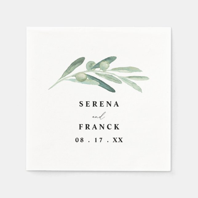 Rustic Olive Branch Wedding  Napkin (Front)