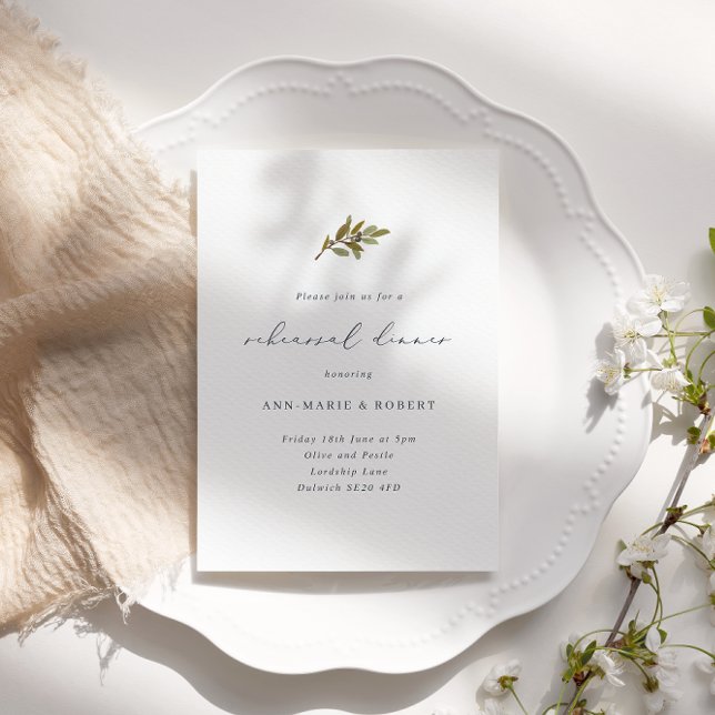 Rustic Olive Branch Wedding Rehearsal Dinner Invitation (Creator Uploaded)