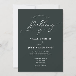 Rustic Olive Dark Green Wedding Invitation