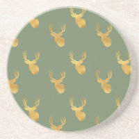 Rustic Olive Green Gold Deer Christmas
