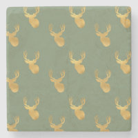 Rustic Olive Green Gold Deer Christmas