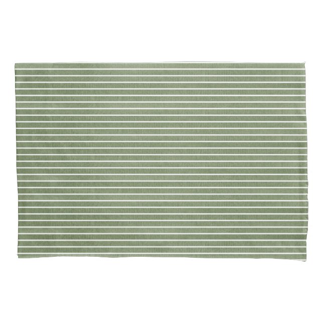 Rustic Olive Green Stripes Pattern Pillowcase (Front)