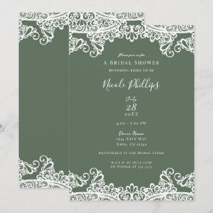 Rustic Olive & Lace Elegant Chic Bridal Shower   Invitation