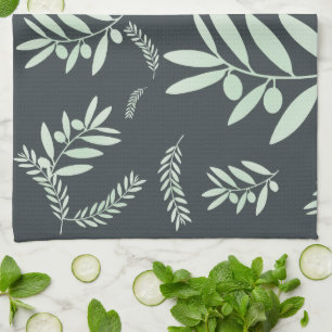 Rustic Olive Leaf Kitchen Towel – Mediterranean 