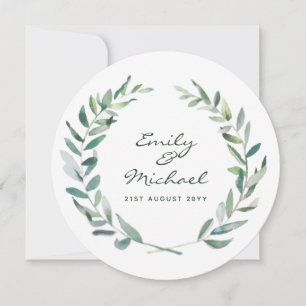 Rustic Olive Leaves Stickers Personalised Invitation
