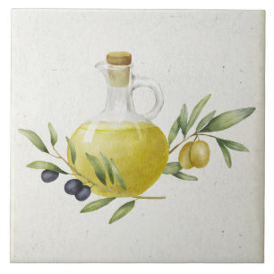 Rustic Olive Oil Bottle Tile