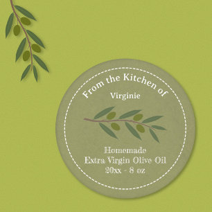 Rustic Olive Oil Label Sticker 