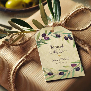 Rustic Olive Oil Wedding Favours Infused with Love Gift Tags