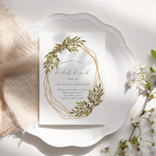 Rustic Olives Geometric Frame Bridal Brunch Invitation