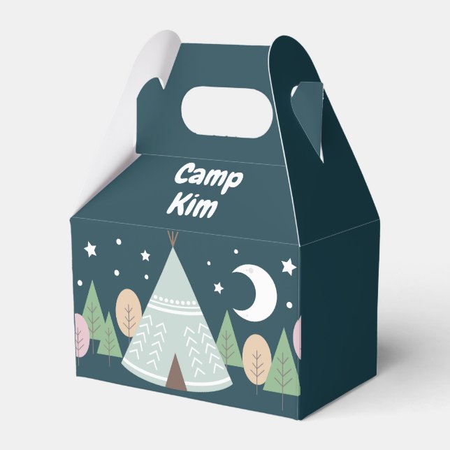 Rustic one happy camper 1st birthday  favour box (Front Side)