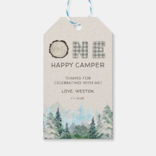 Rustic One Happy Camper Favour Gift Tags