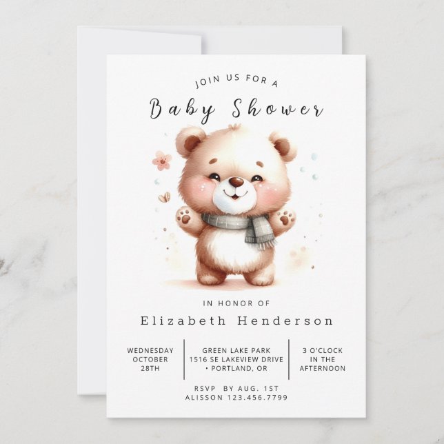 Rustic Online Bear Baby Shower Invitation (Front)