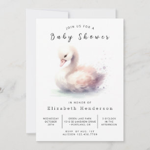 Rustic Online Swan Baby Shower Invitation