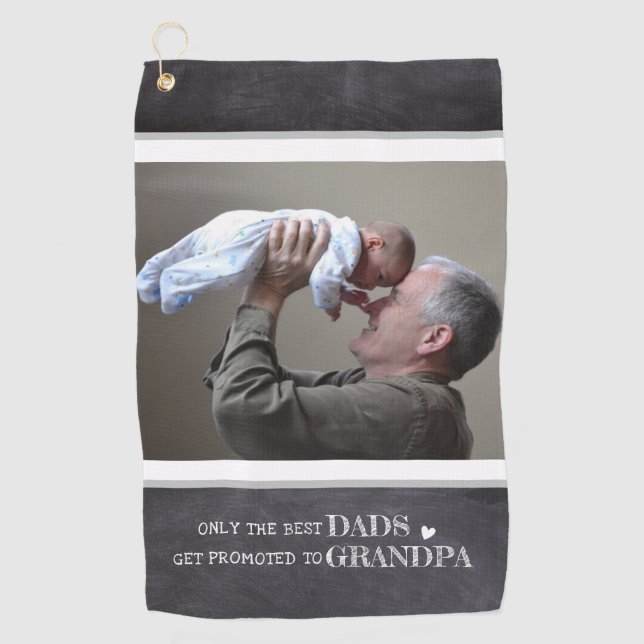 Rustic Only The Best Dads Get Promoted To Grandpa Golf Towel (Front)