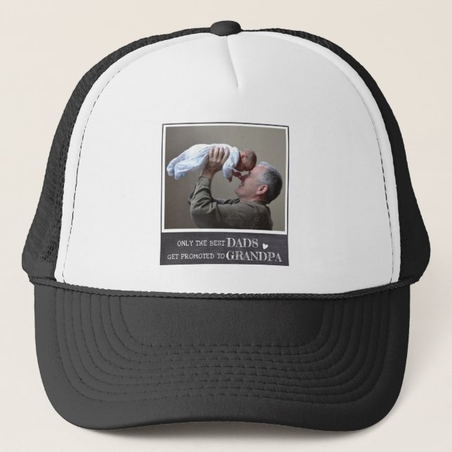 Rustic Only The Best Dads Get Promoted To Grandpa Trucker Hat (Front)