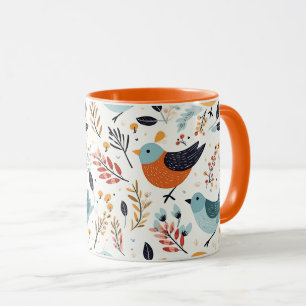 Rustic Orange And Blue Bird Garden Mug