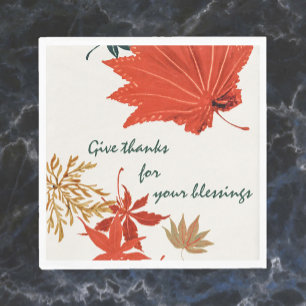Rustic Orange and Gold Give Thanks Napkin