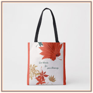 Rustic Orange and Gold Give Thanks Tote Bag