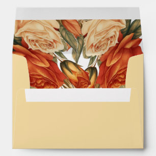 Rustic Orange and Vanilla Roses Floral RSVP Return Envelope