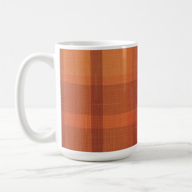 Rustic Orange Autumn  Fall Plaid Tartan  Coffee Mug (Left)