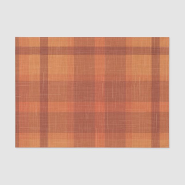 Rustic Orange Autumn  Fall Plaid Tartan Tissue Paper (Front)
