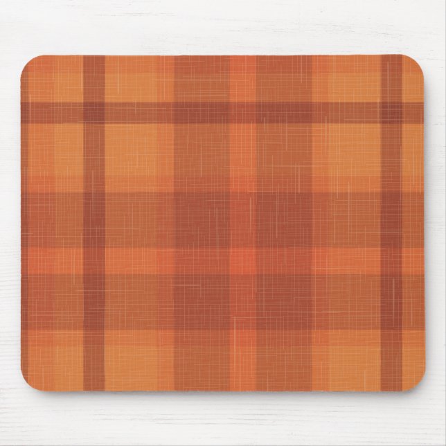 Rustic Orange Autumn  Fall Plaid Tartan Wrapping P Mouse Mat (Front)