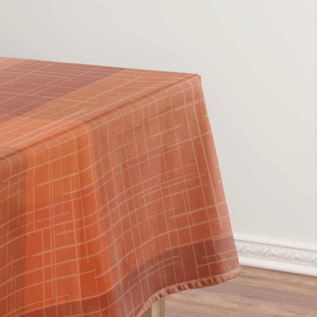 Rustic Orange Autumn  Fall Plaid Tartan Wrapping P Tablecloth (In Situ)