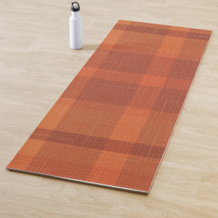 Rustic Orange Autumn  Fall Plaid Tartan   Yoga Mat