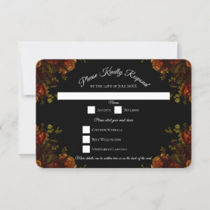 Rustic Orange Black Elegant Wedding Invitation