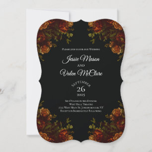 Rustic Orange Black Elegant Wedding Invitation
