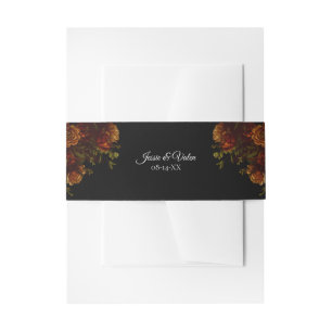 Rustic Orange Black Elegant Wedding Invitation Belly Band