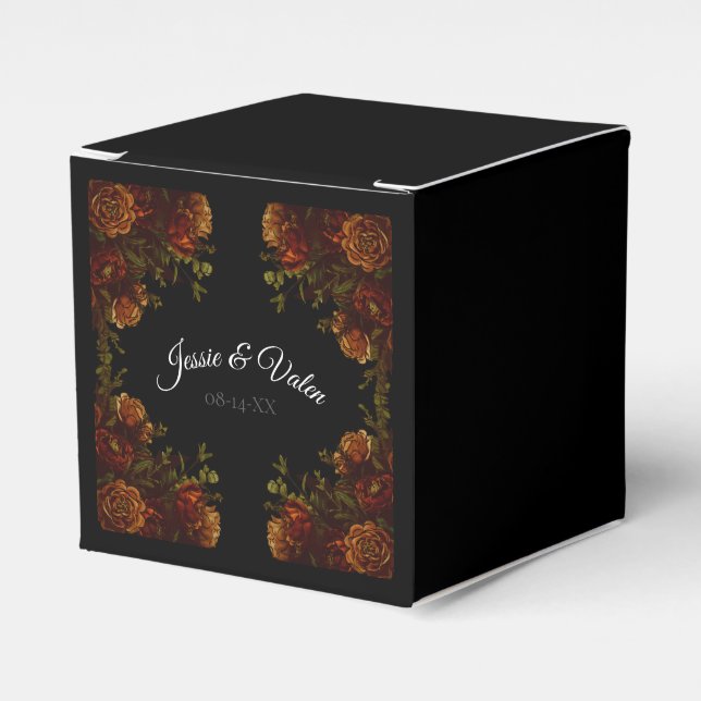 Rustic Orange Black Elegant Wedding Invitation Favour Box (Front Side)