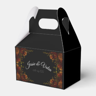 Rustic Orange Black Elegant Wedding Invitation Favour Box