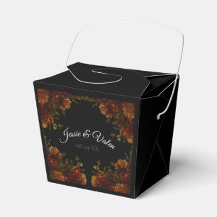 Rustic Orange Black Elegant Wedding Invitation Favour Box