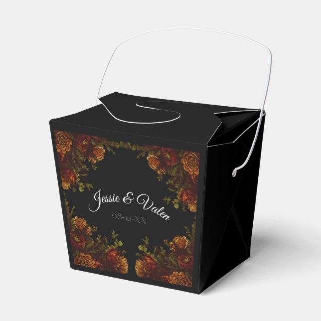 Rustic Orange Black Elegant Wedding Invitation Favour Box (Front Side)