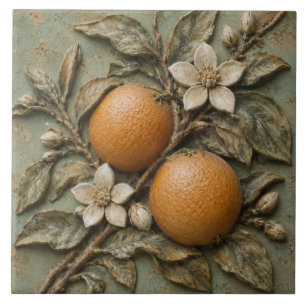 Rustic Orange Blossom Citrus Faux Relief Tile