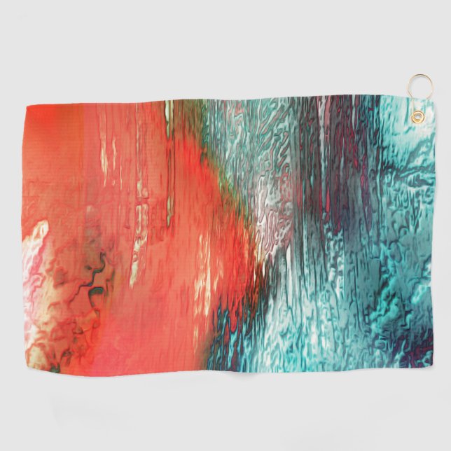 Rustic orange blue texture with seaside shape golf towel (Horizontal)