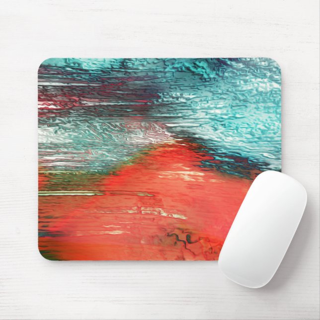Rustic orange blue texture with seaside shape mouse mat (With Mouse)