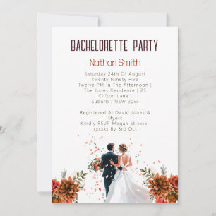 Rustic Orange Boho sunset Bachelorette Party Invitation