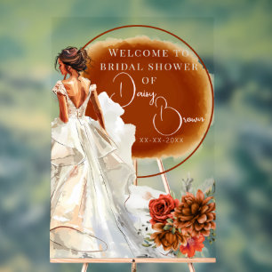 Rustic Orange Boho sunset Bridal Shower Acrylic Sign