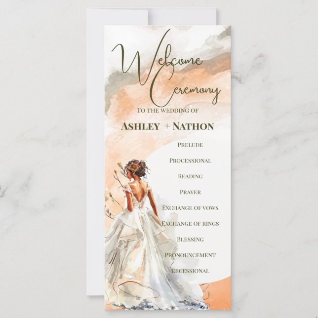 Rustic Orange Boho sunset Summer Wedding Ceremony  (Front)