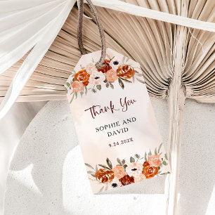 Rustic Orange Boho   Watercolor Blush Wedding Gift Tags