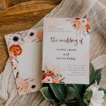 Rustic Orange Boho | Watercolor Blush Wedding Invitation<br><div class="desc">These beautiful and romantic wedding invitations feature trendy boho style and elegant burgundy calligraphy. Rustic bohemian bouquets of orange,  peach,  blush,  and taupe flowers and neutral botanical leaves decorate the corners,  with matching subtle watercolor splashes on a soft blush background.</div>