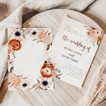 Rustic Orange Boho | Watercolor Wedding Invitation<br><div class="desc">These beautiful and romantic wedding invitations feature trendy boho style and elegant burgundy calligraphy. Rustic bohemian bouquets of orange,  peach,  blush,  and taupe flowers and neutral botanical leaves decorate the corners,  with matching subtle watercolor splashes on a white background.</div>