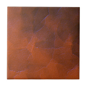 Rustic Orange Brown Blue Hightlights Abstract Art Tile