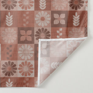 Rustic Orange Brown Burlap Flowers Leaves Tapestry