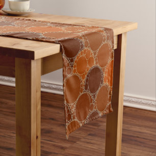 Rustic Orange Brown Circle Abstract Short Table Runner