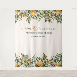 Rustic orange citrus a little cutie baby shower tapestry