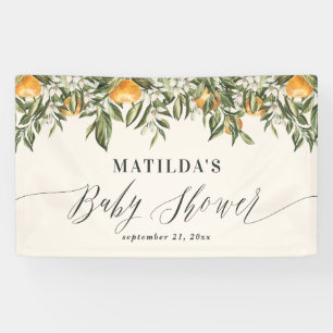 Rustic orange citrus botanical baby shower party banner