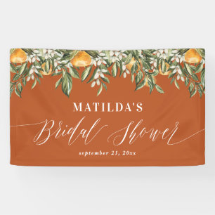 Rustic orange citrus botanical bridal shower party banner